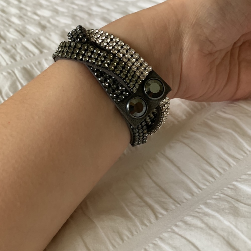 Crystal Wrap Bracelet in Black and Silver - Picture 2 of 8